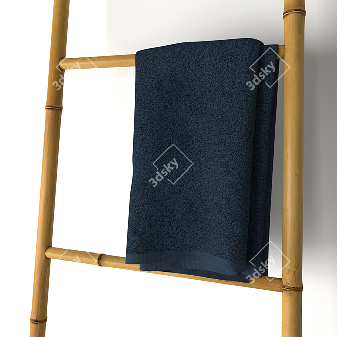 Bamboo Ladder Towel Rack 3D model image 2