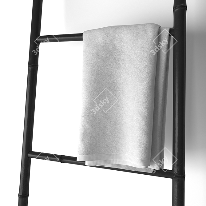 Bamboo Ladder Towel Rack 3D model image 3