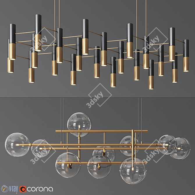 Modern Ceiling Light Set 3D model image 1