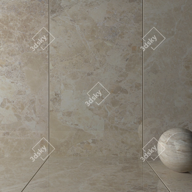 Elegant Emperador Beige Wall Tiles 3D model image 2