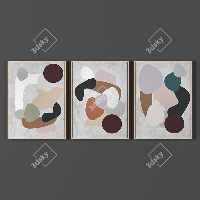 Artistic Trio: Framed Textures 3D model image 2