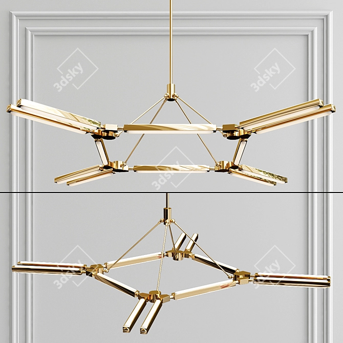 Italian Luxury LED Alloy Chandelier 3D model image 1