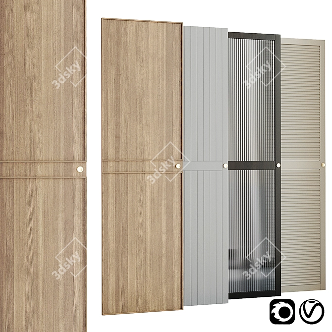 Modern Wardrobe Doors Collection 3D model image 4