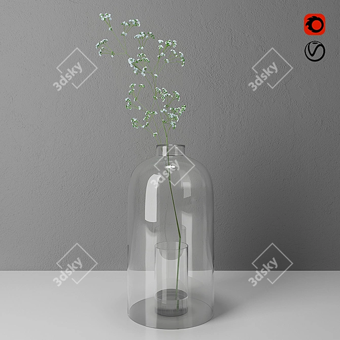 Modern Gypsophila Vase: Elegant and Stylish 3D model image 1