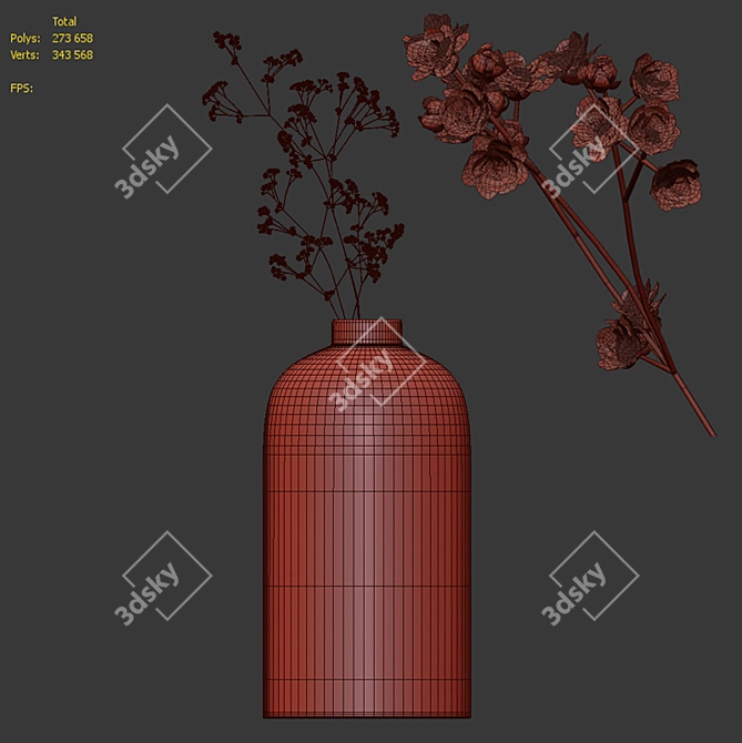 Modern Gypsophila Vase: Elegant and Stylish 3D model image 3