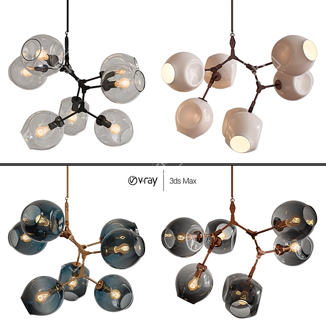 Branching Bubbles Chandelier 3D model image 1