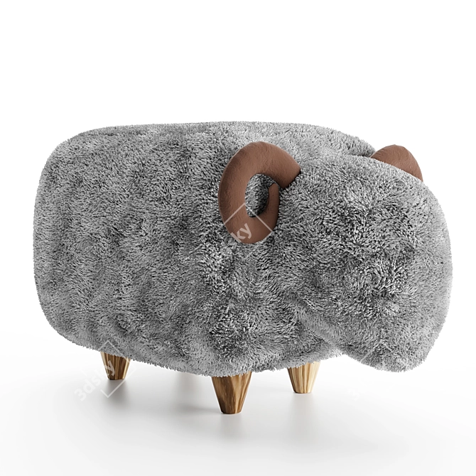 Luxurious Lamb Pouf 3D model image 1