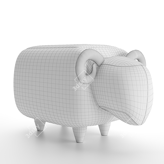 Luxurious Lamb Pouf 3D model image 2