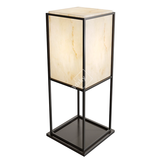 Elegant Black Alabaster Floor Lamp 3D model image 1