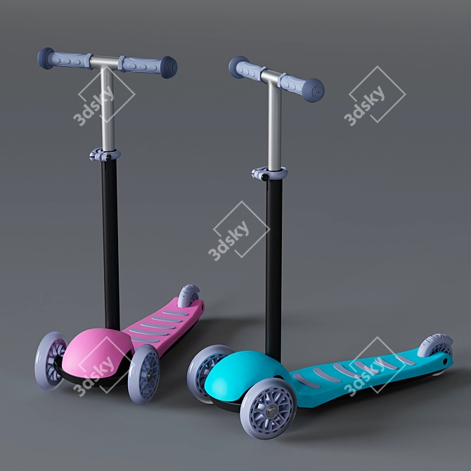 Sweet Baby Triplex: Adjustable Handle Mini Scooter 3D model image 1