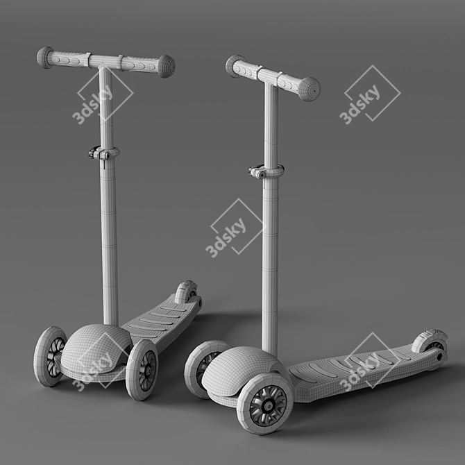 Sweet Baby Triplex: Adjustable Handle Mini Scooter 3D model image 4