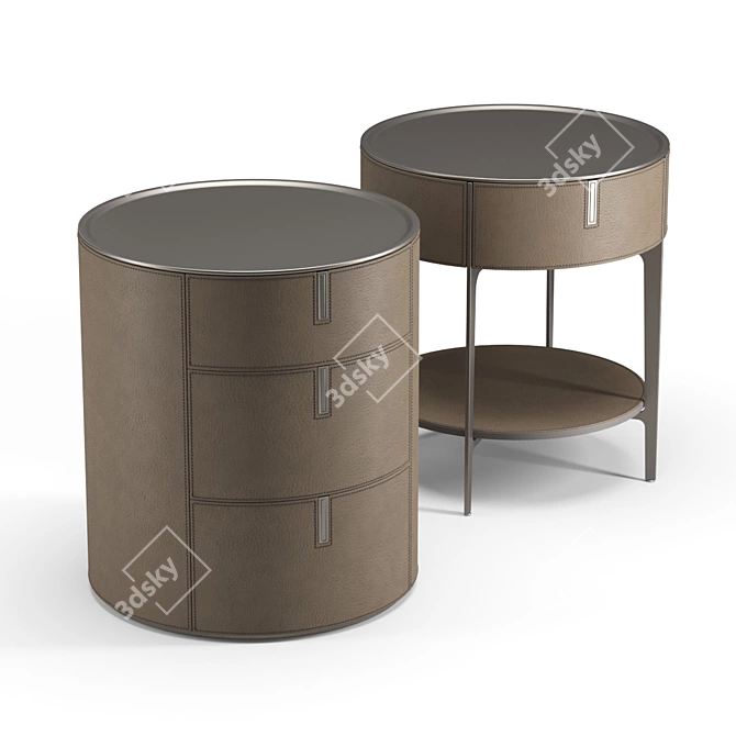 Modern Round Bedside Table 3D model image 1