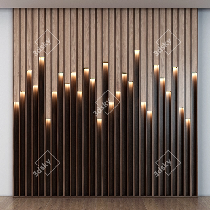Rustic Wood LED Panels 3D model image 1