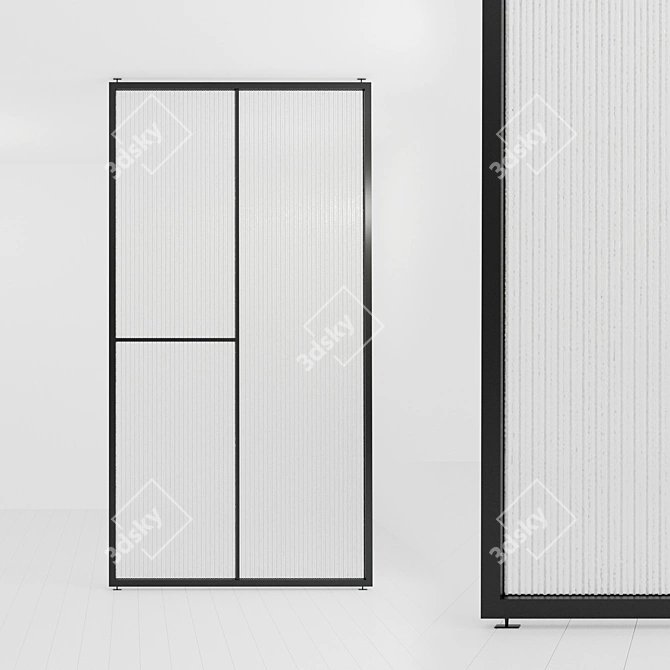 Versatile Glass Partition: Stationary & Swinging Door 3D model image 1