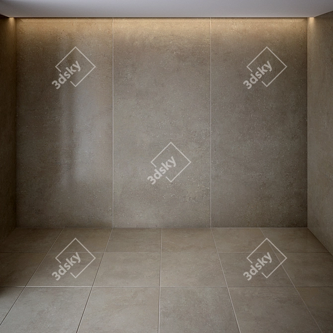 Taupe Natural Lappato Tile 3D model image 1