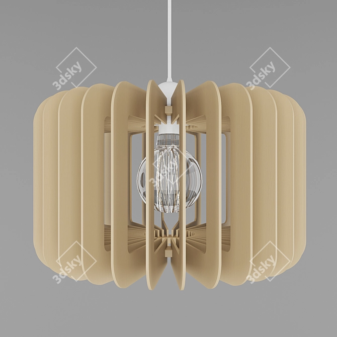 Etta Wood Pendant Light 3D model image 2