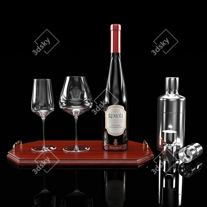 Elegant Wine Serveware Set 3D model image 1