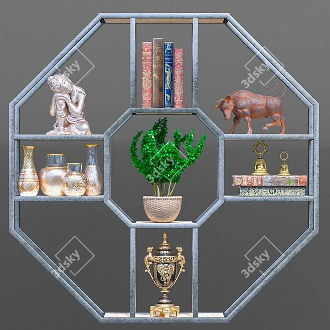 Decorative 3D Shelf with Ornament 3D model image 1