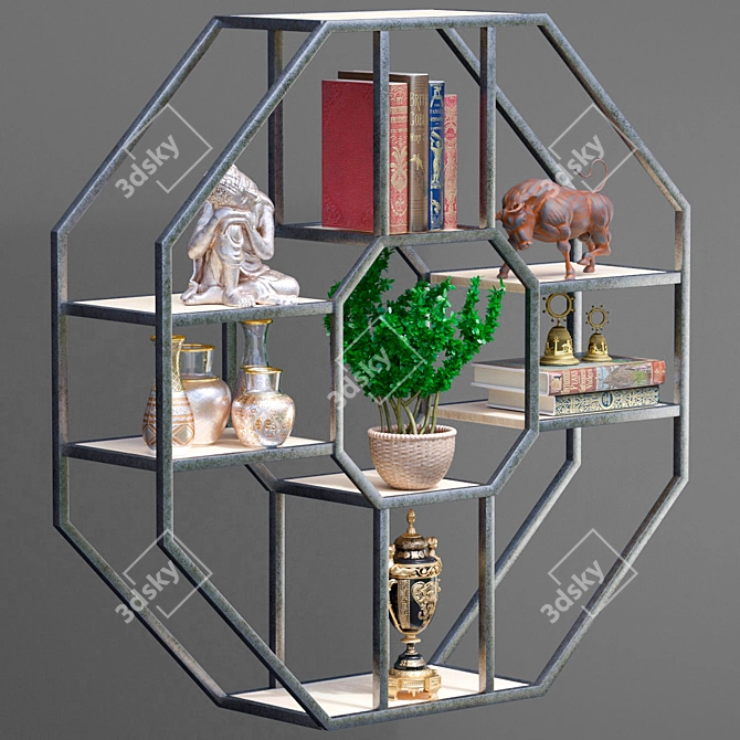 Decorative 3D Shelf with Ornament 3D model image 2