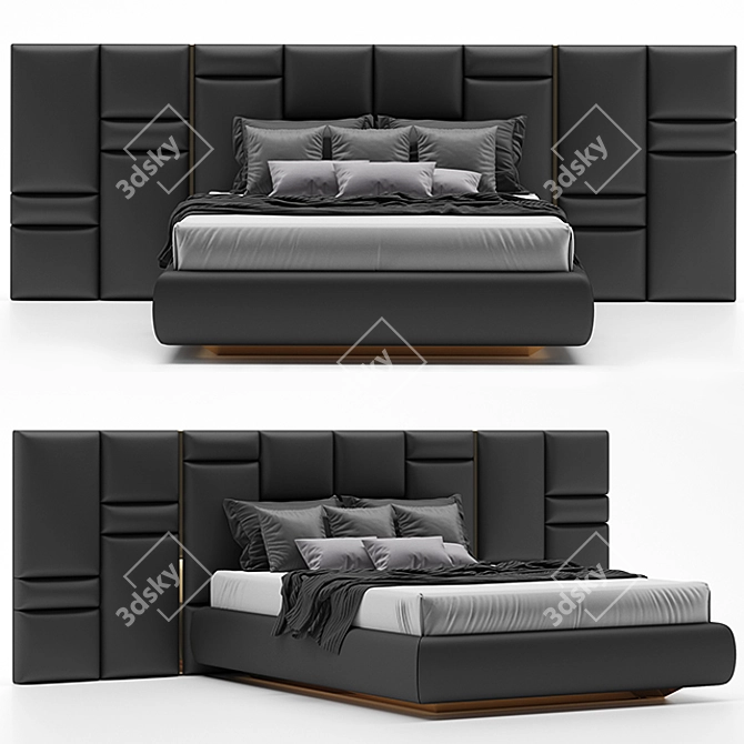 Regal Brass & Leather Chateau Bed 3D model image 1