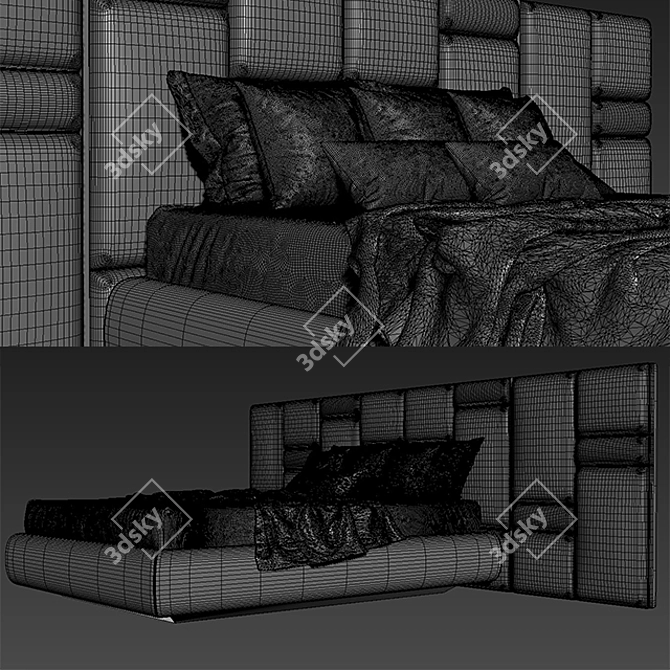 Regal Brass & Leather Chateau Bed 3D model image 2