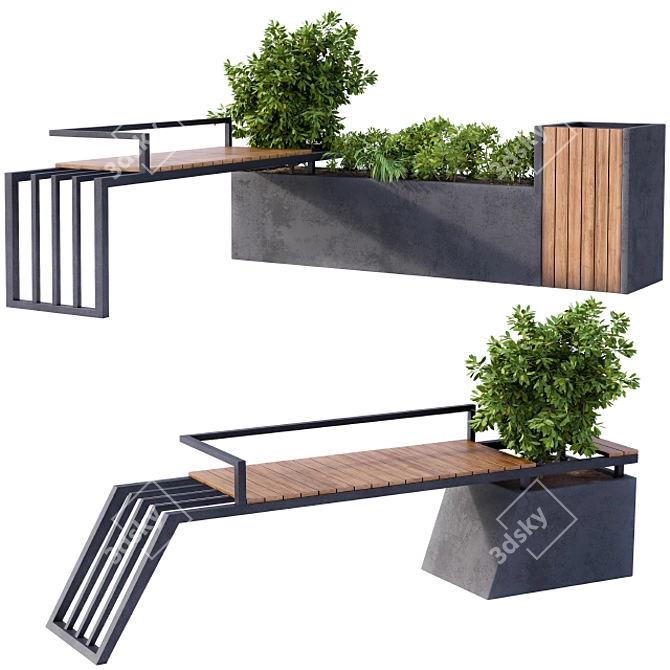 Botanical Bench: Urban Oasis 3D model image 1