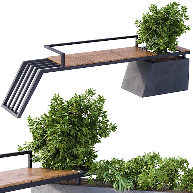 Botanical Bench: Urban Oasis 3D model image 4