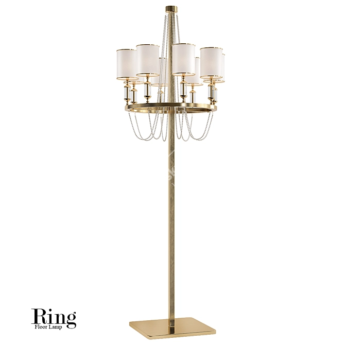 Sleek and Modern Ring Floor Lamp 3D model image 1