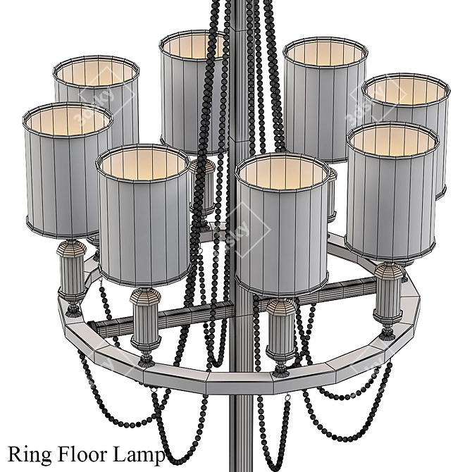 Sleek and Modern Ring Floor Lamp 3D model image 3