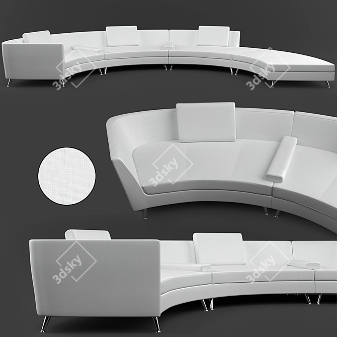 White Circular Sofa 3D model image 1