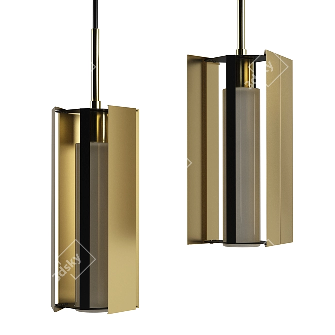 Beryl Metal Lamp with Opening Panels 3D model image 2