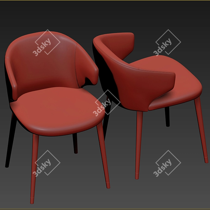 Elegant Beige Armchair: Volante Dining Chair 3D model image 3