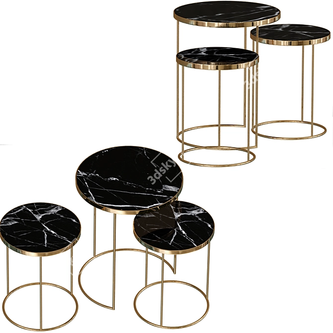 Elegant Bronze Nesting Tables 3D model image 2