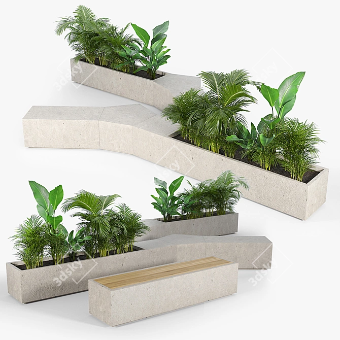 Tropical Box Planter 3D model image 1