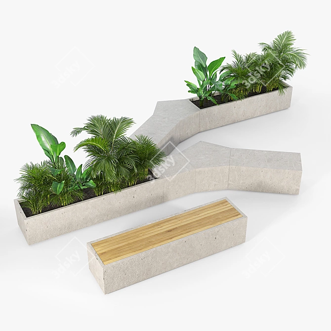 Tropical Box Planter 3D model image 3