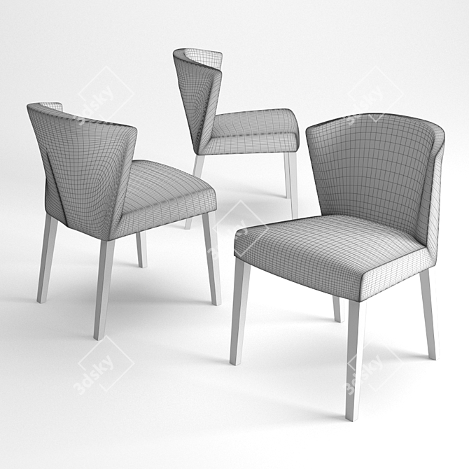 Elegant Valentina Oak Chair 3D model image 2