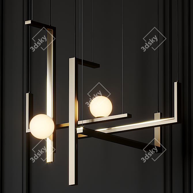 VeniceM Metal & Glass Pendant Light 3D model image 2