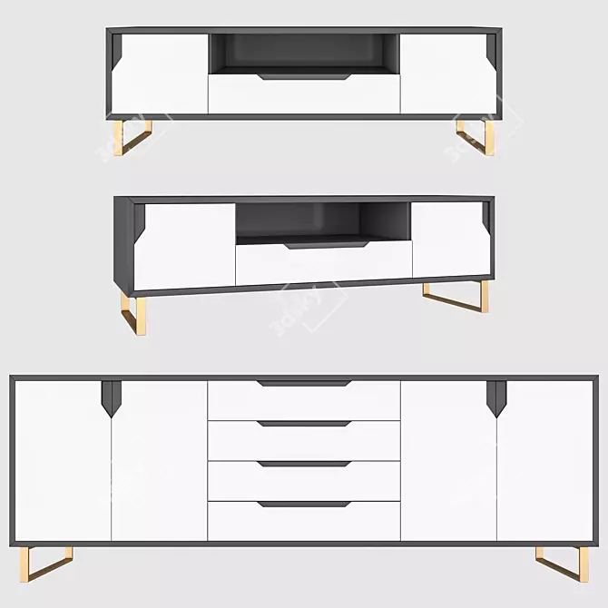 Modern Sideboards: 200x45x70 cm 3D model image 1