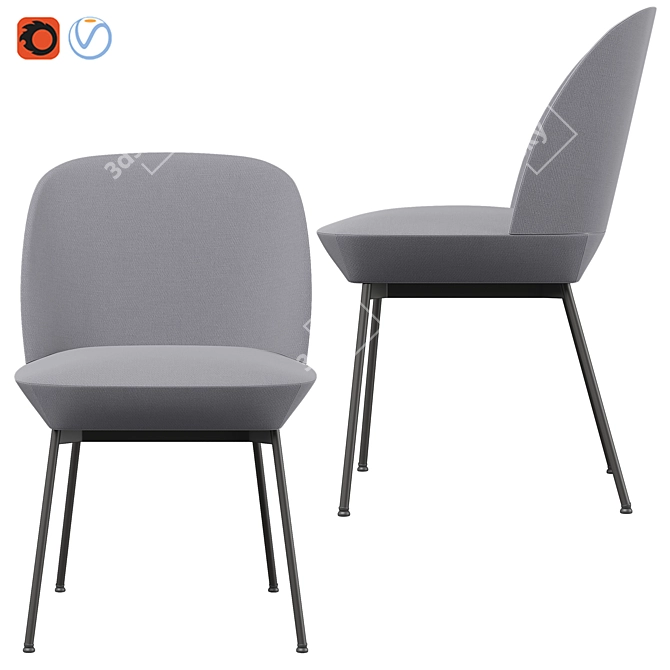 Sleek and Comfortable Oslo Side Chair 3D model image 2