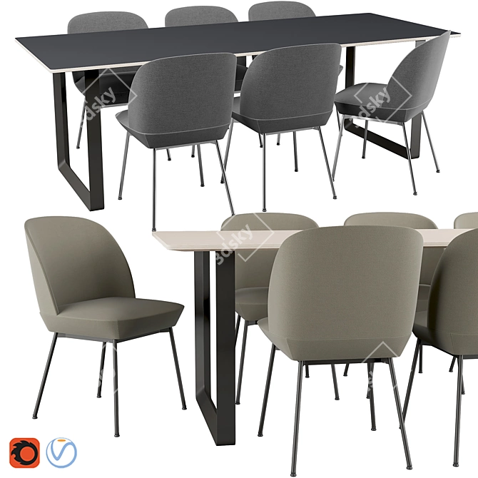 Modern Oslo Chair & 70/70 Table 3D model image 1