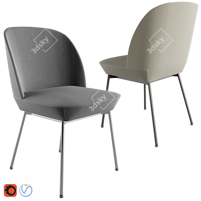 Modern Oslo Chair & 70/70 Table 3D model image 2