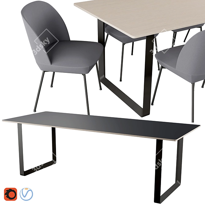 Modern Oslo Chair & 70/70 Table 3D model image 3