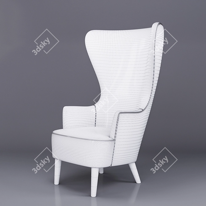 Elegant Wingback Chair Set 3D model image 5