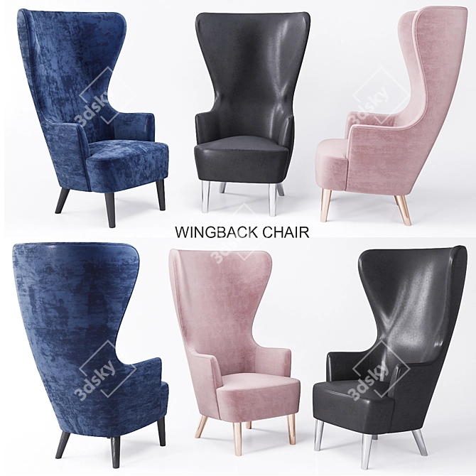 Elegant Wingback Chair Set 3D model image 6