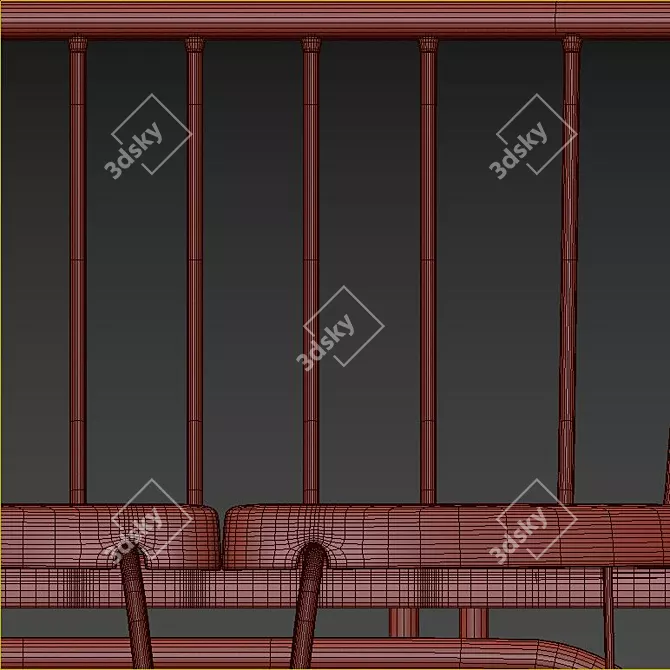 Red Outdoor Bench & Side Table Set 3D model image 4