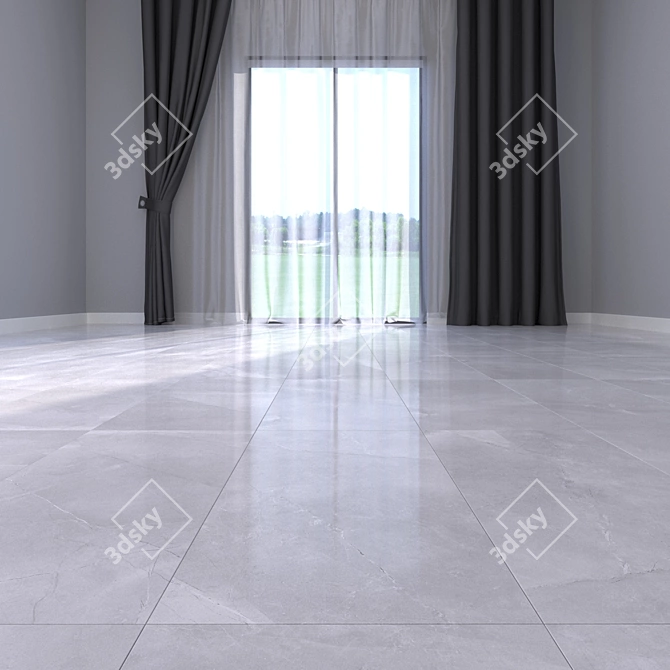 Sleek Grey Marble Floor 3D model image 2