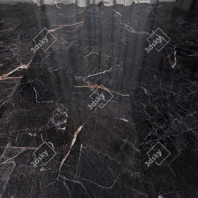 Sleek Black Marble Floor Set 3D model image 1