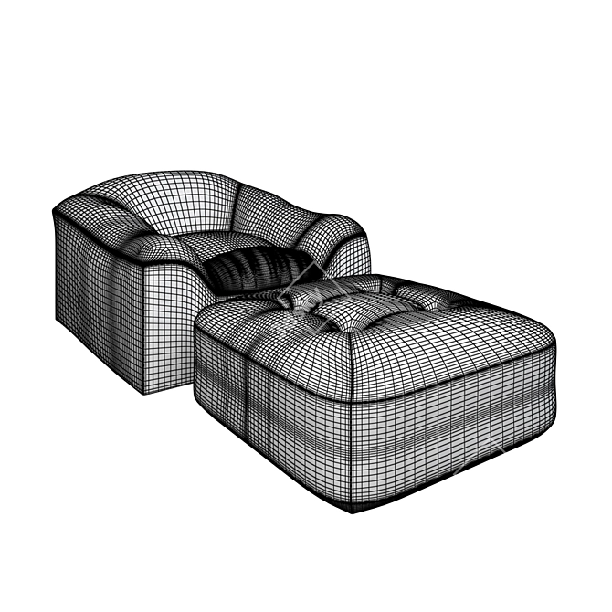 Modern Maxence Armchair & Ottoman 3D model image 5