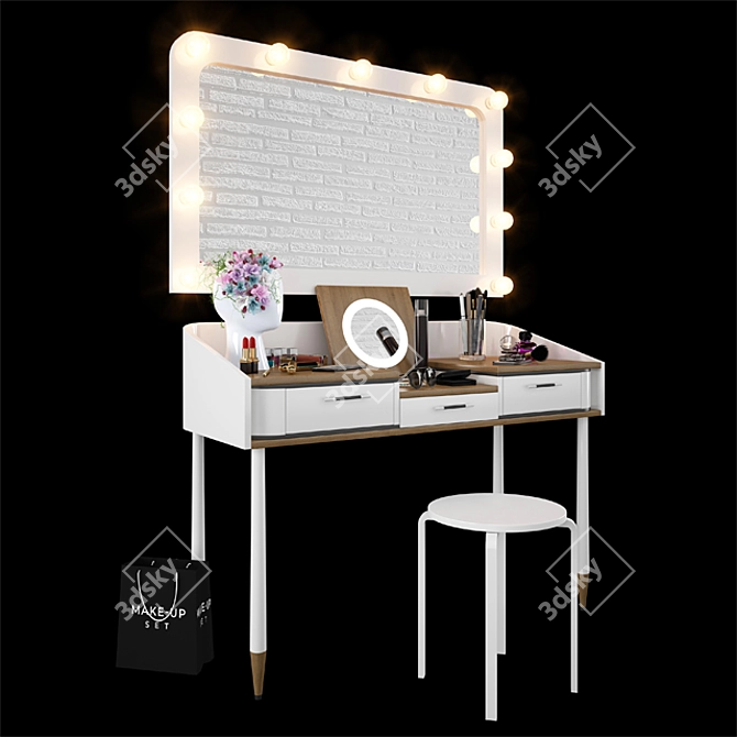 Glam Station: Ultimate Makeup Table Set 3D model image 1