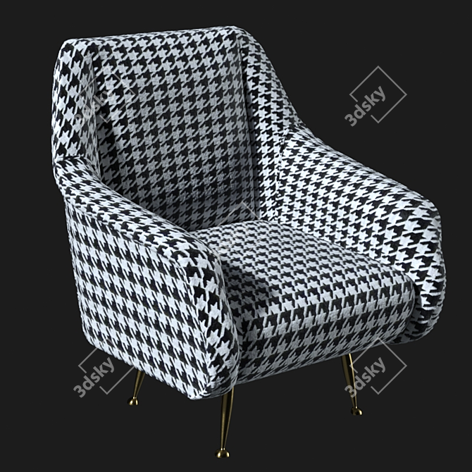 Modern Classic Black and White Chair 3D model image 5